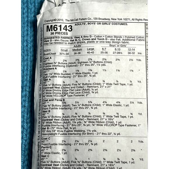 McCalls 6143 costume mens uncle sam statue of liberty lincoln size large 40 42 - Picture 4 of 7